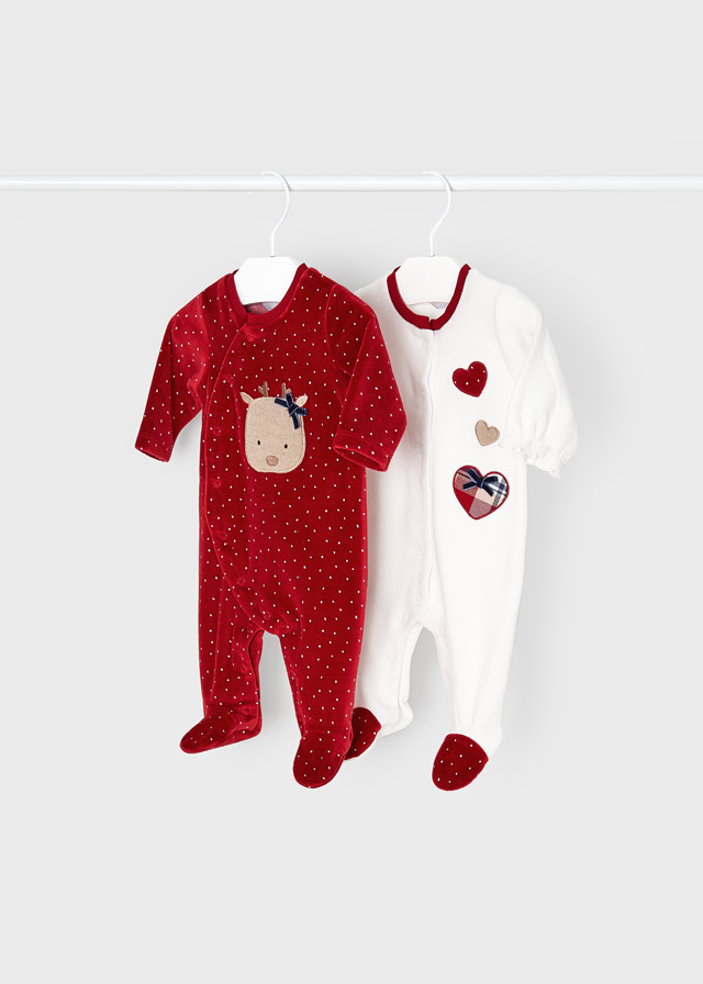 Βρεφικά φορμάκια βελουτέ κόκκινα Mayoral για κορίτσι 02613-055